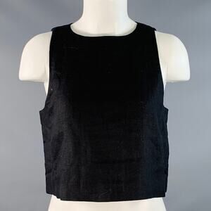 POSSE Size XS Black Linen Boxy Sleeveless Crop Casual Top